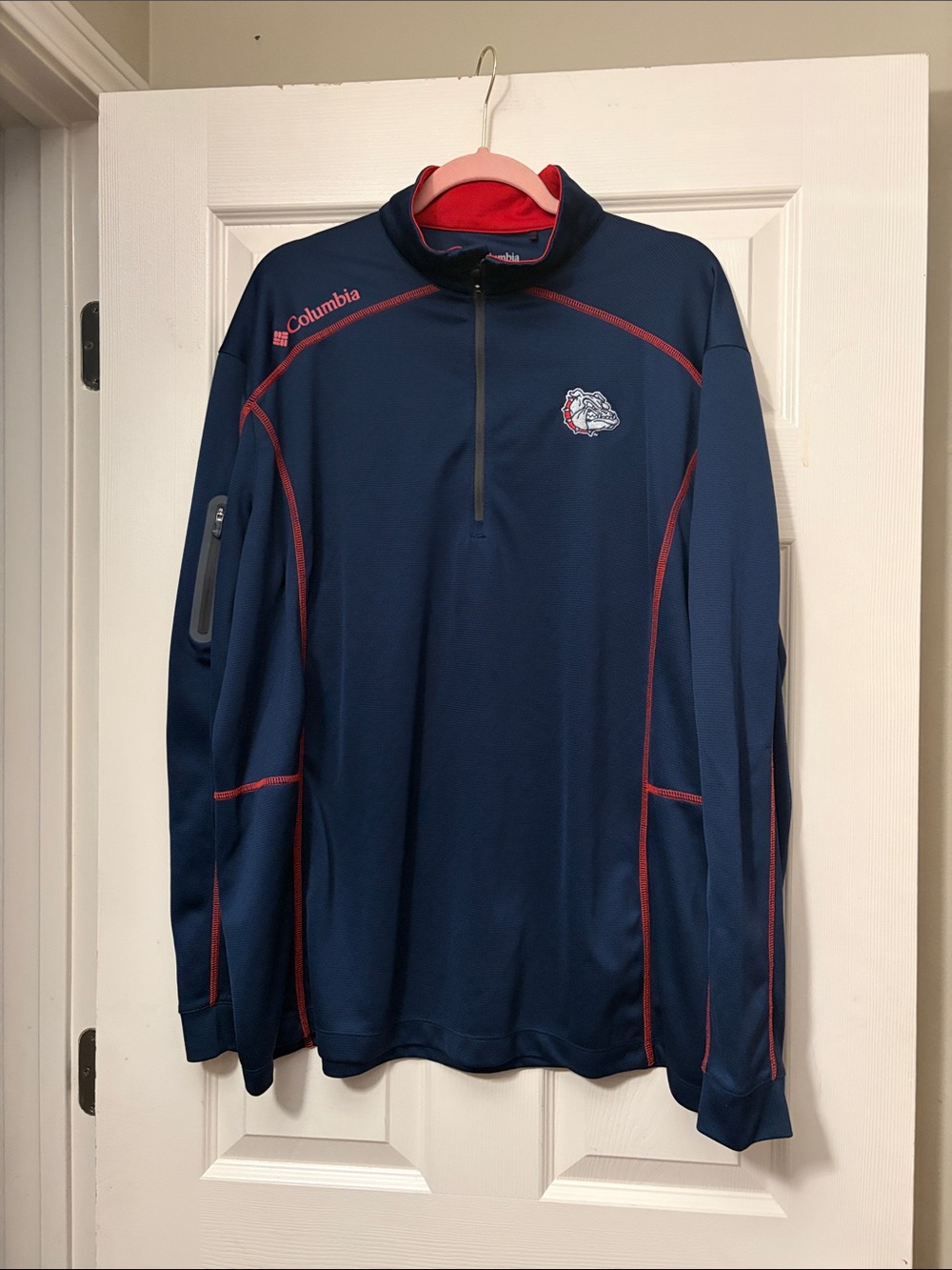 Columbia Golf Gonzaga Navy Quarter-Zip Pullover with Red Stitching